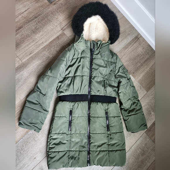 Hudson Girls Winter Coat Olive Green Size L 12/14 - Picture 5 of 12
